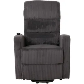Mendler Fernsehsessel HWC-K62, Relaxsessel TV-Sessel Liege, Liegefunktion Aufstehhilfe, Metall Stoff/Textil Cord ~ dunkelgrau