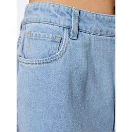 Pieces Jeansshorts "PCABBI MW SHORTS NOOS", Damen, Gr. XS, N-Gr, blau (light blau denim), Denim/Jeans, Obermaterial: 87% Baumwolle, 8% Viskose, 5% Polyester, unifarben, Jeans Jeansshorts
