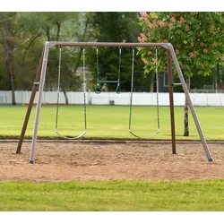 Lifetime Swing | Metall Doppelschaukel | inkl. Trapezschaukel & Turnringen