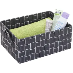 Mendler Aufbewahrungskorb HWC-C37, Dekokorb Korb Körbchen Aufbewahrung Regalkorb Deko 12x28x20cm ~ dunkelgrau