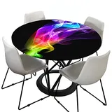 Morbuy Rund Tischdecke Elastisch, 3D Flamme Drucken Rund Tischdecken Wasserdicht Lotuseffekt Abwaschbar Abwischbar Tischtuch für Dekoration Küchentisch Garten Outdoor (90cm,Mehrfarbig)