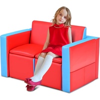KOMFOTTEU Kindersofa Kindertisch, mit 2 Stühlen & verstecktem Stauraum rot