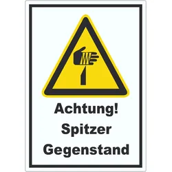 Achtung Spitzer Gegenstand Aufkleber A3 (297x420mm)