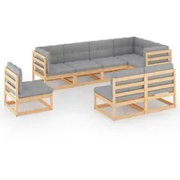vidaXL 8-tlg. Garten-Lounge-Set mit Kissen grau