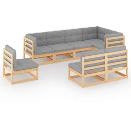vidaXL 8-tlg. Garten-Lounge-Set mit Kissen grau