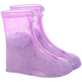 Schuhüberzug Wasserdicht Überschuhe wiederverwendbar Regenschutz für Schuhe für Herren Damen Kinder, rutschfest Galoschen mit Reißverschluss für Regen Schnee Outdoor (Rosa, XS (32-34))