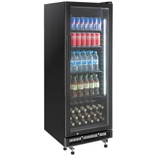 GastroHero Getränkekühlschrank Getränkekühlschrank 230 Liter Glastür LED schwarz Gastro GKSE230, 146.2 cm hoch, 53 cm breit schwarz