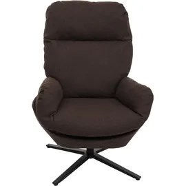 Mendler Relaxsessel HWC-L12 Stoff/Textil 75 x 90 x 90 cm Braun mit Hocker