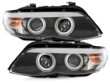 Kristall-Scheinwerfer mit Angel Eyes für BMW X5 (2003–2007) – schwarz