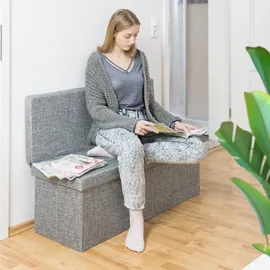 Relaxdays Faltbarer Sitzhocker mit Lehne 114 x 73 x 38 cm Grau