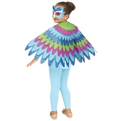 Fun World Kostüm Pfauenschmuck Accessoire-Set, Augenmaske und Flügelcape für bunte Vögel