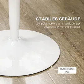 Homcom Runder Küchentisch 80 x 75 x 80 cm Weiß