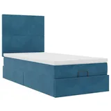 vidaXL Ottoman-Bett mit Matratzen Dunkelblau 100x200 cm Samt