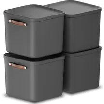 Rotho Aufbewahrungsbox Maloja 39,5 x 38,0 x 34,0 cm 4-tlg. schwarz