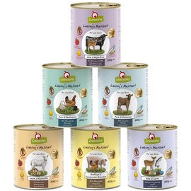 GranataPet Liebling's Mahlzeit 6 x 800 g Nassfutter für Hunde im Probierpaket, Alleinfuttermittel Fleischanteil hochwertigen