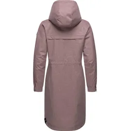 Ragwear Damen, Wasserdichte Übergangsjacke leichte Jacke lang mit Kapuze Belinka Mauve24 Gr. XXL - XXL