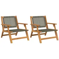 VidaXL Gartenstühle 2 Stück Grau 76x67x73.5 cm Massivholz Akazie