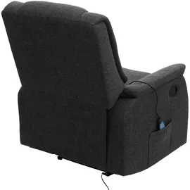 Mendler Fernsehsessel HWC-F23, Relaxsessel Liege Sessel, Stoff/Textil 102x79x96cm inkl. Massage- und Wärmefunktion ~ grau