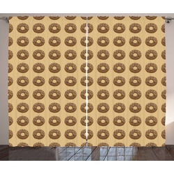 Gardine Schlafzimmer Kräuselband Vorhang mit Schlaufen und Haken, Abakuhaus, Schokolade Cocoa glasierte Donuts beige 280 cm x 260 cm