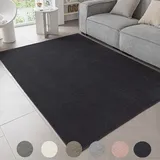 Ceneco Kurzflor Teppich, Schwarz Teppich Wohnzimmer, rutschfeste Teppiche Schlafzimmer, Weiche Chenille Waschbarer Teppich, Dünne Teppich Kinderzimmer, Büro, Lounge Bereich Teppich (Schwarz, 60×90cm)