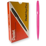 Pentel S520-P Sign Pen Faserschreiber, 0,8 mm Strichstärke, pink, 12er Pack