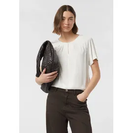 Comma, Shirtbluse mit gerafftem Kragen und Cut-out Weiß 36