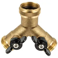 Tecuro 2-Wege Y-Verteiler 3/4 Zoll mit 2 Absperrhähnen -