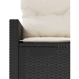 vidaXL Gartensofa mit Kissen Halbrund Schwarz Poly-Rattan
