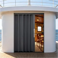 ERRULAN Schiebetür Falttür Aluminiumrahmen Falt-/Ziehharmonikatür für den Außenbereich, wasserfest Falttür Sichtschutzwand für die Terrasse, abschließbare Schiebetür inkl(WxH 57x80in/145x203cm)