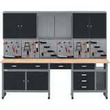 Küpper Werkbankset 70412-9, Breite 240 cm, Werkbank, Hängeschrank, Lochwand (Schwarz, 240 x 204 cm (BxH))