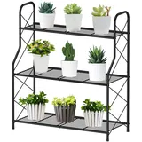 Pflanzenregal Blumenregal Metall, 3 Stufen Pflanzenständer Blumentopf Topfhal...