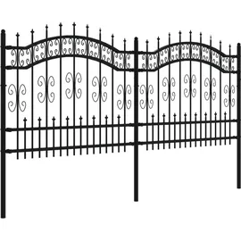 vidaXL Gartenzaun mit Speerspitzen Schwarz 140 cm Stahl