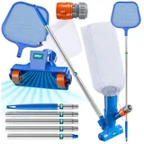 Sillar Pool Reinigungsset mit Bodensauger, Kescher & Teleskopstange – Poolsauger für Gartenschlauch