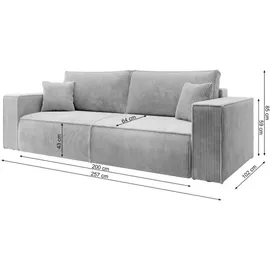 Selsey Schlafsofa, Kupfer, Textil, 3-Sitzer, 257x85x102 cm, Wohnzimmer, Sofas & Couches, Schlafsofas