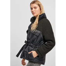 URBAN CLASSICS Ladies Sherpa Mix Puffer Jacket Black 4XL