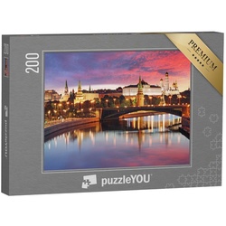 puzzleYOU Puzzle Skyline der Stadt Moskau bei Sonnenuntergang, 200 Puzzleteile, puzzleYOU-Kollektionen Moskau