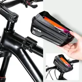 Fahrradrahmentasche, Fahrrad-Handyhalterung, wasserdichte Fahrradlenker Handyhalterung Gepäckträger Querstange Aufbewahrungstaschen für iPhone 15 14 13 12 11 Pro Max Smartphone unter 6.7''