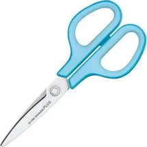 Plus-Japan Büroschere Fitcut Curve, 35052, mit Softgrip, aus rostfreiem Edelstahl, Universalschere, blau, 17,5 cm