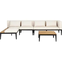 Garten Ecksofa mit Tisch 4-Sitzer BRACCIANO rechtsseitig zertifiziertes Akazienholz Hellbeige