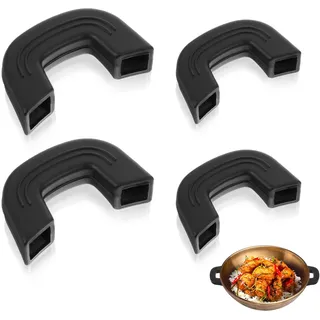 JIYIN 2 Paar Silikon Topfgriffe, Topfgriff Hitzeschutz und Pfannenschoner Hitzebeständige Küchenhelfer für Pfannen Ofenschalen und Woks Schwarz