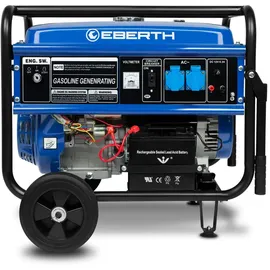 Eberth 5500 Watt Notstromaggregat Stromerzeuger Stromaggregat mit Fahrwerk, E-Start, 13 PS Benzinmotor, 4-Takt, 1-Phase, 2x 230V, 1x 12V,