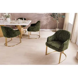 Riess-Ambiente Stuhl EXTRAVAGANCIA dunkelgrün Chenillestoff Metall brushed champagner gold