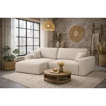 kaiser möbel Ecksofa mit Schlaffunktion und Bettkasten, Ariel XL, Cordstoff, Stoff Poso, Beige, Links - Beige