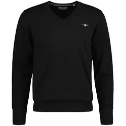 GANT Herren Pullover - CLASSIC COTTON V-NECK, Strickpullover, V-Ausschnitt, Baumwolle Schwarz 2XL