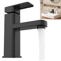 Froadp Küchenarmatur Wasserhahn Küche Quadratisch Einhebel Spültischarmatur Armatur Modern Matt Keramikventil Einlochmontage ideal für Spüle und Küchenspüle, Schwarz