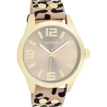 Oozoo Armbanduhr beige schwarz Leder Timepieces Damen Analog-Quarzuhr UOC1097A - Beige