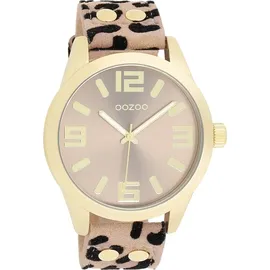Oozoo Armbanduhr beige schwarz Leder Timepieces Damen Analog-Quarzuhr UOC1097A - Beige