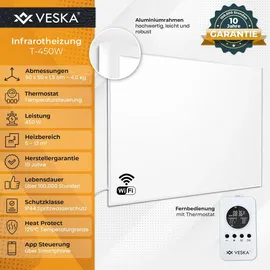 veska Infrarotheizung inkl. Thermostat APP-Funktion Wifi Fernbedienung Timer - 450W
