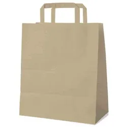 250 Braune Papiertragetaschen 26 + 14 x 32 cm – Einkaufstaschen mit Innenhenkel