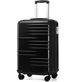 British Traveller Handgepäck Koffer Reisekoffer Handgepäck Hartschalenkoffer 54 * 36.5 * 21.5cm mit TSA-Schloss Koffer Trolleys Handgepäck ABS+PC Schwarz